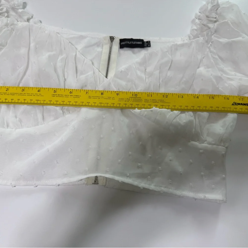 PrettyLittleThing White Sheer Puff Sleeve Blouse - Picture 3 of 5